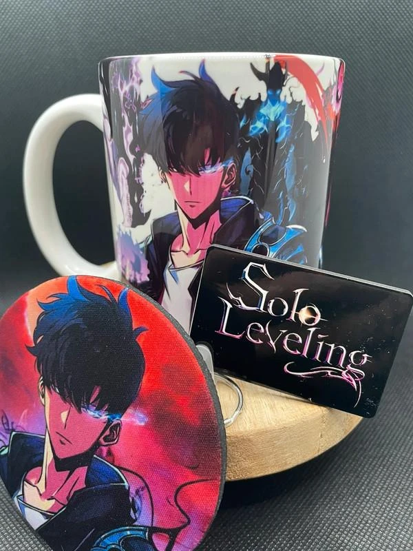 🎁 Set de Taza – Taza + Llavero + Posavasos – Solo Leveling ⚔️👑 – photo 2